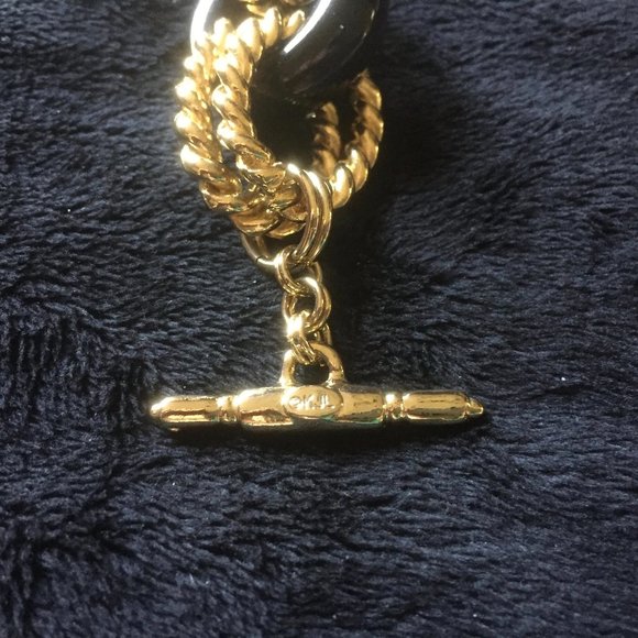 KJL Kenneth Jay Lane Black & Double Gold Tone Tope Link Bracelet/NEW/NEVER WORN! - Picture 2 of 2